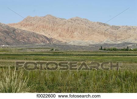 Stock Image - Kyrgyzstan, near lake Issyk Kul, landscape. Fotosearch