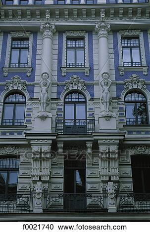 Latvia, Riga, Art Nouveau facade View Large Photo Image Stock Image - Latvia, Riga, Art Nouveau facade. Fotosearch