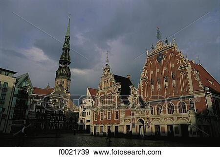 Latvia, Riga, City Hall square View Large Photo Image Stock Photo - Latvia, Riga, City Hall square. Fotosearch
