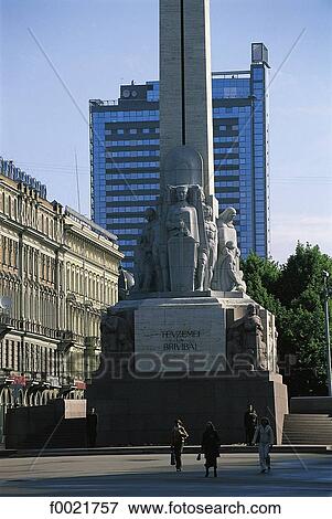 Latvia, Riga, monument to Liberty View Large Photo Image Stock Photo - Latvia, Riga, monument to Liberty. Fotosearch