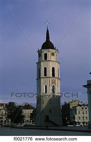 Lithuania, Vilnius, Clock Tower View Large Photo Image Stock Photograph - Lithuania, Vilnius, Clock Tower. Fotosearch