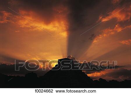 Mexico, Yucatan, Chichen Itzan, Castillo at sunset View Large Photo Image Stock Image - Mexico, Yucatan, Chichen Itzan, Castillo at sunset. Fotosearch