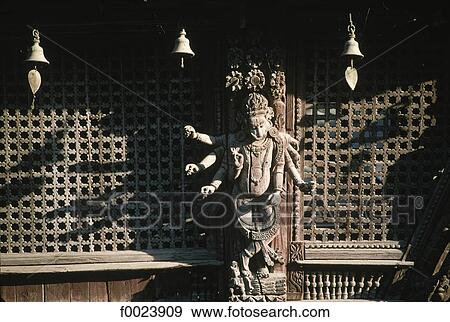 Nepal, Kathmandu, Durbar Square, statue of a divinity View Large Photo Image Stock Photo - Nepal, Kathmandu, Durbar Square, statue of a divinity. Fotosearch