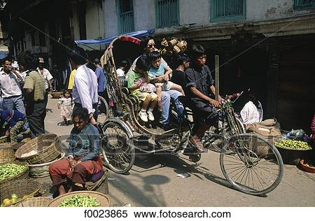 Stock Photography - Nepal, Kathmandu, rickshaw. Fotosearch