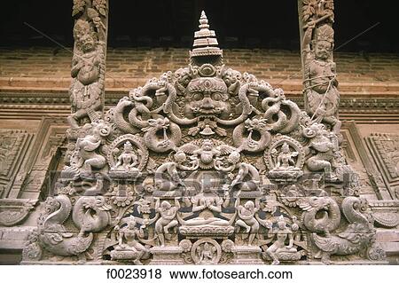 Nepal, Kathmandu, temple, sculpted wooden tympanum View Large Photo Image Stock Photo - Nepal, Kathmandu, temple, sculpted wooden tympanum. Fotosearch