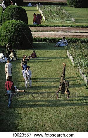 Stock Photo - Pakistan, Punjab, Lahore, Shalimar Gardens, strollers. Fotosearch