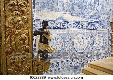 Stock Photo - Portugal, Algarve, Faro, painted ceramic tiles. Fotosearch