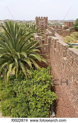 Picture - Portugal, Algarve, Silves, Moorish castle, ramparts. Fotosearch