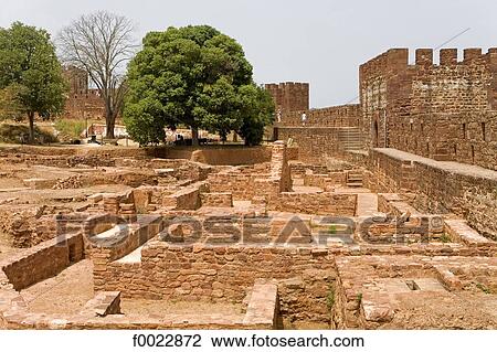Portugal, Algarve, Silves, Moorish castle ruins View Large Photo Image Stock Image - Portugal, Algarve, Silves, Moorish castle ruins. Fotosearch