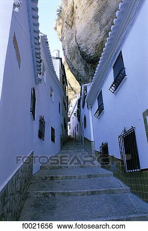 Stock Photograph - Spain, Andalusia, Ronda, lane. Fotosearch