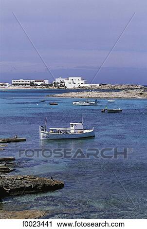 Spain, Balearic Islands, Formentera, Es Pujols, coastal landscape View Large Photo Image Stock Image - Spain, Balearic Islands, Formentera, Es Pujols, coastal landscape. Fotosearch