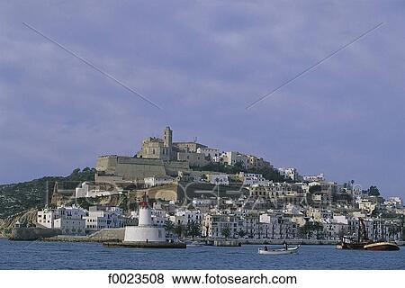 Spain, Balearic Islands, Ibiza, Dalt Vila View Large Photo Image Stock Photo - Spain, Balearic Islands, Ibiza, Dalt Vila. Fotosearch
