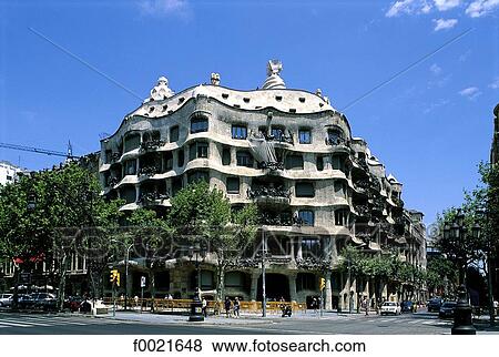 Spain, Catalonia, Barcelona, Casa Mila (Pedrera) View Large Photo Image Stock Photo - Spain, Catalonia, Barcelona, Casa Mila (Pedrera). Fotosearch