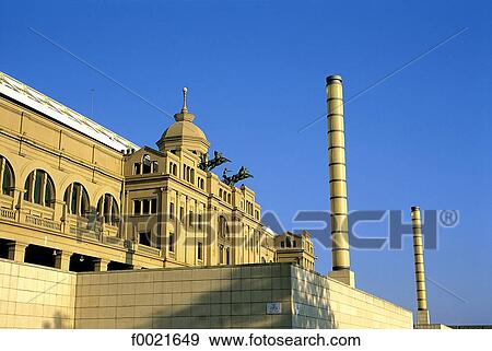 Stock Photo - Spain, Catalonia, Barcelona, Olympic stadium of Montjuic. Fotosearch