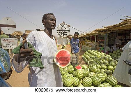Stock Photography - Sudan, Atbara, selling watermelons. Fotosearch