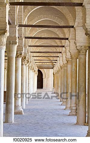 Stock Photography - Tunisia, Kairouan, Mosque of Sidi Okaba, arches. Fotosearch