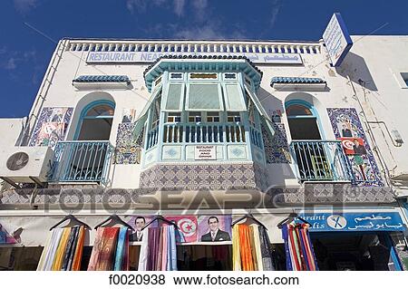 Tunisia, Nabeul, restaurant above souk View Large Photo Image Stock Photo - Tunisia, Nabeul, restaurant above souk. Fotosearch