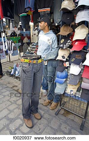 Stock Photo - Tunisia, Nabeul, shops in the souk. Fotosearch