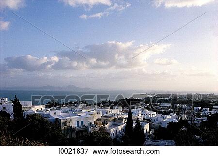 Tunisia, Sidi Bou Said, general view View Large Photo Image Stock Photo - Tunisia, Sidi Bou Said, general view. Fotosearch
