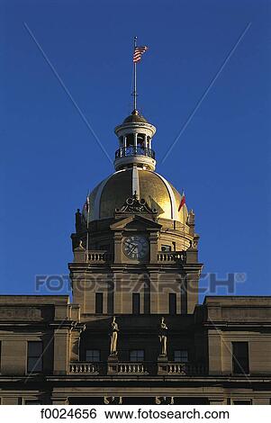 Stock Photograph - United States, Georgia, Savannah, city hall. Fotosearch