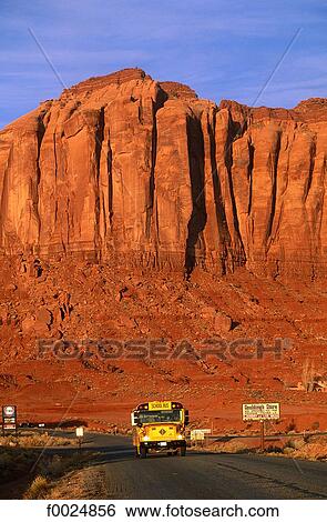 Stock Photograph - United States, Utah, Monument Valley, school bus. Fotosearch