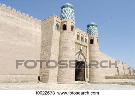 Uzbekistan, Khiva, entrance of the Kukhana Ark View Large Photo Image Stock Image - Uzbekistan, Khiva, entrance of the Kukhana Ark. Fotosearch