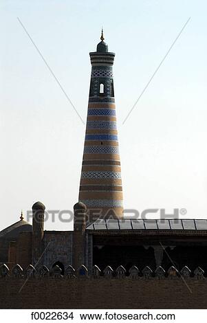 Uzbekistan, Khiva, Islam Khodja Madrasah View Large Photo Image Picture - Uzbekistan, Khiva, Islam Khodja Madrasah. Fotosearch