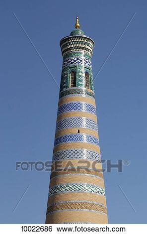 Stock Photograph - Uzbekistan, Khiva, Islam Khodja Madrasah. Fotosearch