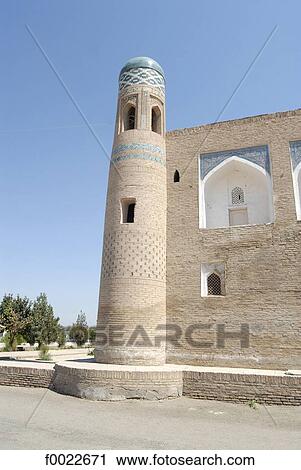 Stock Image - Uzbekistan, Khiva, Juma Mosque, small lateral minaret. Fotosearch