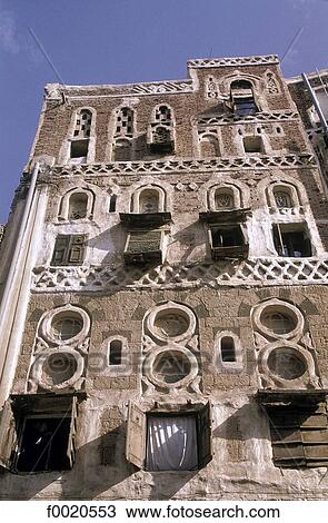 Yemen, Sanaa, decorated facade View Large Photo Image Stock Image - Yemen, Sanaa, decorated facade. Fotosearch