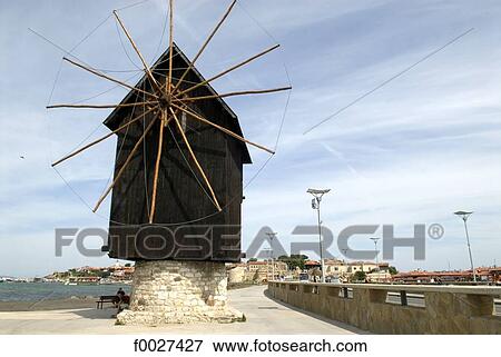 Bulgaria, Nesebar, old windmill View Large Photo Image Stock Photo - Bulgaria, Nesebar, old windmill. Fotosearch