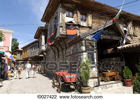 Bulgaria, Sozopol, shopping street View Large Photo Image Stock Image - Bulgaria, Sozopol, shopping street. Fotosearch