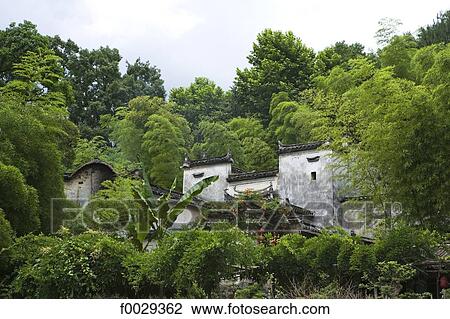 Stock Image - China, Anhui, Hongcun, traditional village, old house. Fotosearch