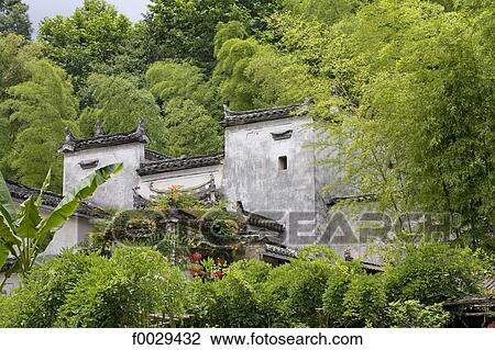 Stock Image - China, Anhui, Hongcun, traditional village, house. Fotosearch