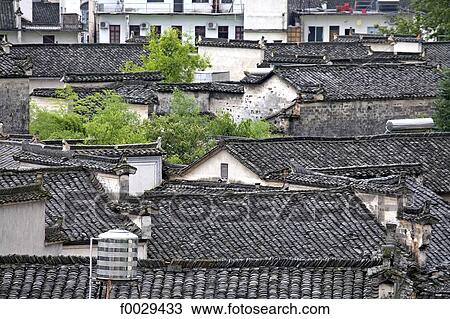 Stock Image - China, Anhui, Hongcun, traditional village. Fotosearch