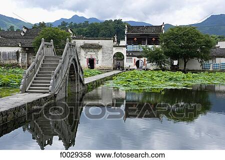 Stock Photo - China, Anhui, Hongcun, traditional village. Fotosearch