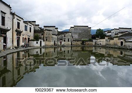 China, Anhui, Hongcun, traditional village View Large Photo Image Stock Photo - China, Anhui, Hongcun, traditional village. Fotosearch