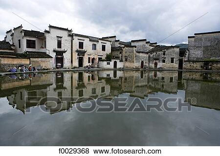 Stock Photo - China, Anhui, Hongcun, traditional village. Fotosearch