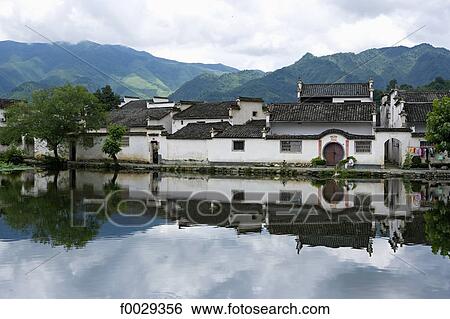 Stock Photograph - China, Anhui, Hongcun, traditional village. Fotosearch