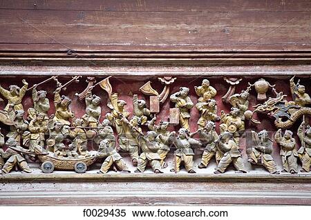 China, Anhui, Hongcun, traditional village, old house, carved scene on a beam View Large Photo Image Stock Photography - China, Anhui, Hongcun, traditional village, old house, carved scene on a beam. Fotosearch