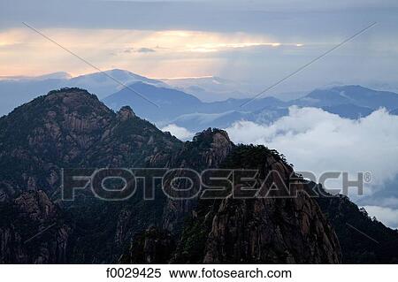 China, Anhui, Huangshan mountains, sunset View Large Photo Image Stock Photography - China, Anhui, Huangshan mountains, sunset. Fotosearch