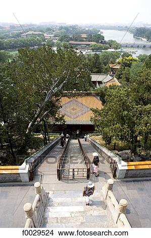 China, Beijing, Beihai Park, Jade island, stairs leading to the white pagoda View Large Photo Image Picture - China, Beijing, Beihai Park, Jade island, stairs leading to the white pagoda. Fotosearch