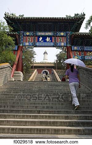 China, Beijing, Beihai Park, Jade island, stairs leading to the white pagoda View Large Photo Image Stock Photo - China, Beijing, Beihai Park, Jade island, stairs leading to the white pagoda. Fotosearch