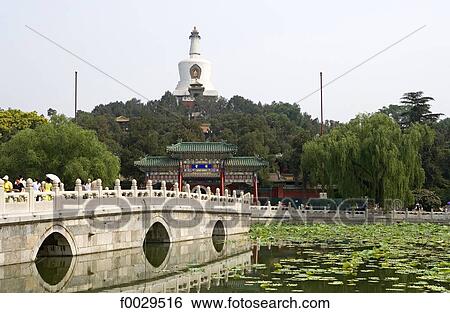 China, Beijing, Beihai Park, Jade island, bridge and white pagoda View Large Photo Image Stock Photograph - China, Beijing, Beihai Park, Jade island, bridge and white pagoda. Fotosearch
