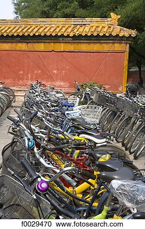 Stock Image - China, Beijing, bike shed. Fotosearch