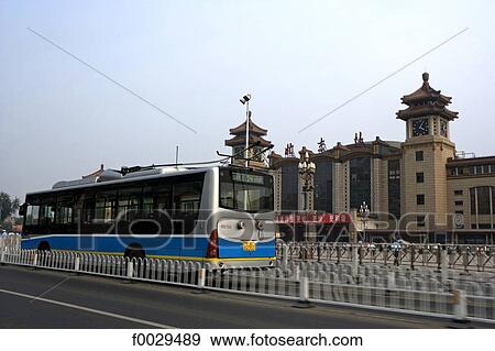 China, Beijing, former railway station and bus View Large Photo Image Stock Photo - China, Beijing, former railway station and bus. Fotosearch