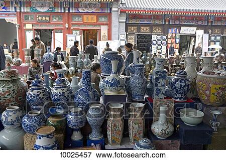 China, Beijing, Panjiayuan market, porcelain vases for sale View Large Photo Image Stock Photo - China, Beijing, Panjiayuan market, porcelain vases for sale. Fotosearch