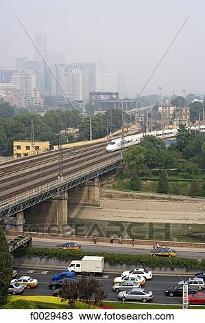 China, Beijing, railroad and general view over the city from the ramparts View Large Photo Image Stock Image - China, Beijing, railroad and general view over the city from the ramparts. Fotosearch