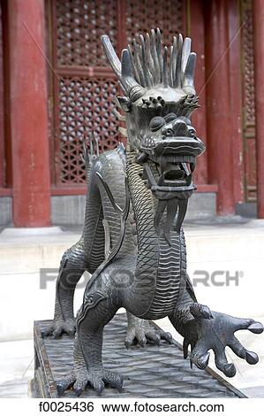 Stock Photograph - China, Beijing, Summer Palace, statue of dragon. Fotosearch