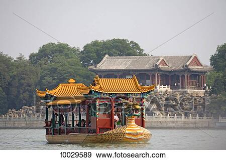 China, Beijing, Summer Palace "Yiheyuan", dragon boat on the Kunming Lake View Large Photo Image Stock Photo - China, Beijing, Summer Palace "Yiheyuan", dragon boat on the Kunming Lake. Fotosearch